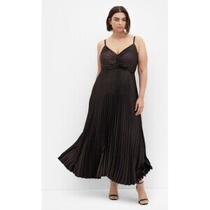 CITY CHIC Sparkle Pleated Formal Maxi Dress Plus 20 Bronze Wedding Cocktail Prom
